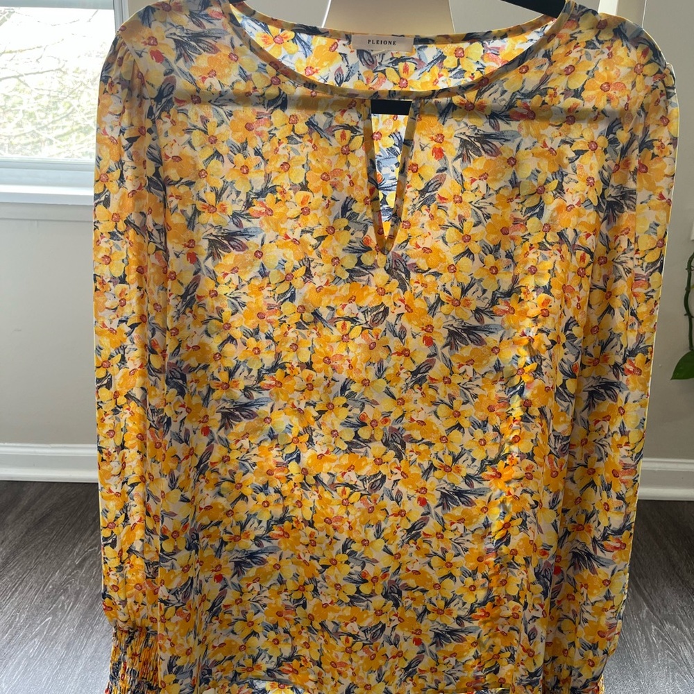 Pleione Yellow Floral Blouse